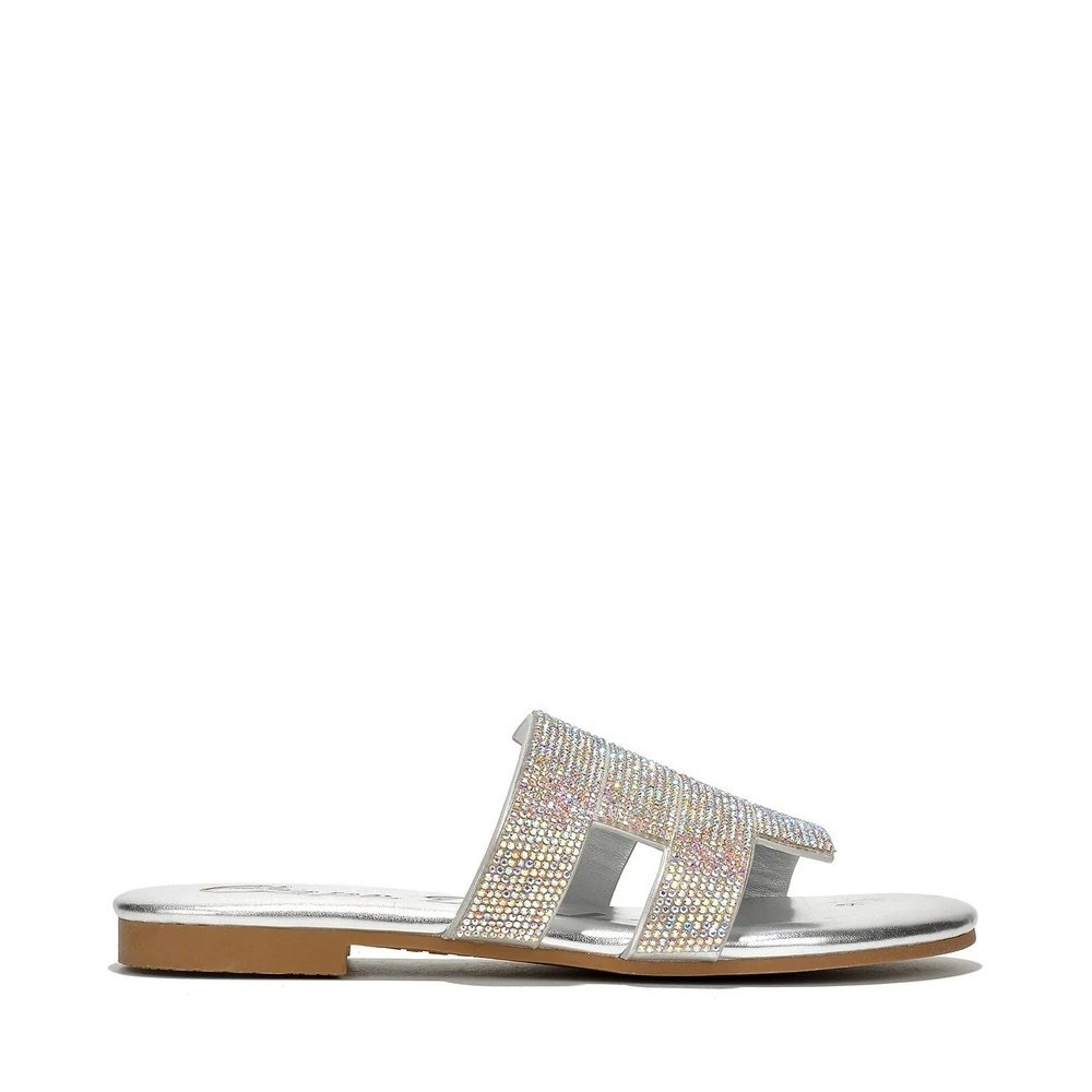 Silver Rhinestone Flat Sandal - Picture 5 of 5